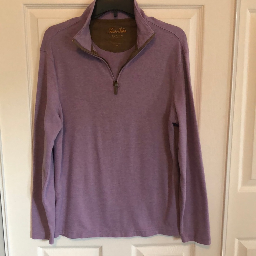 TASSO ELBA Purple Quarter Zip Mock Neck Long Sleeve Men's Size Medium